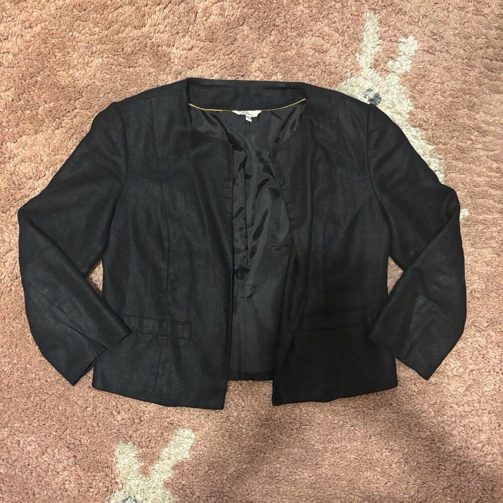 LL Bean Vintage Linen Cropped Jacket Blazer Black Sz 4 Preppy Classic - Picture 2 of 10